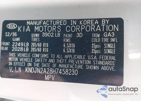 2017 Kia Soul z USA, uszkodzony, nr VIN KNDJN2A28H7458230